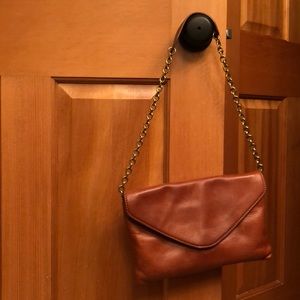 Jcrew fine leather clutch w/ shoulder strap